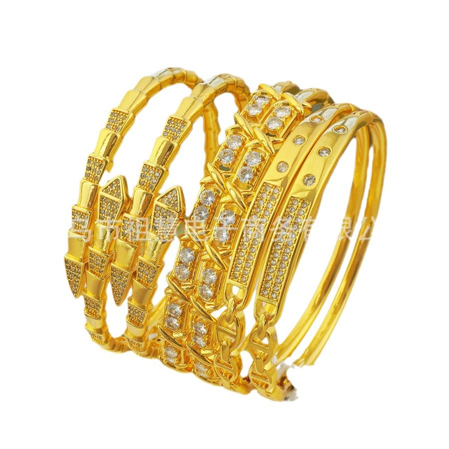 middle east ethiopian byd lady irregular zircon bracelet bridal wedding luxury party gift
