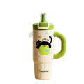 New arrival cartoon straw thermos cup 316 stainless steel large capacity ice cup high-looking handle student water cup