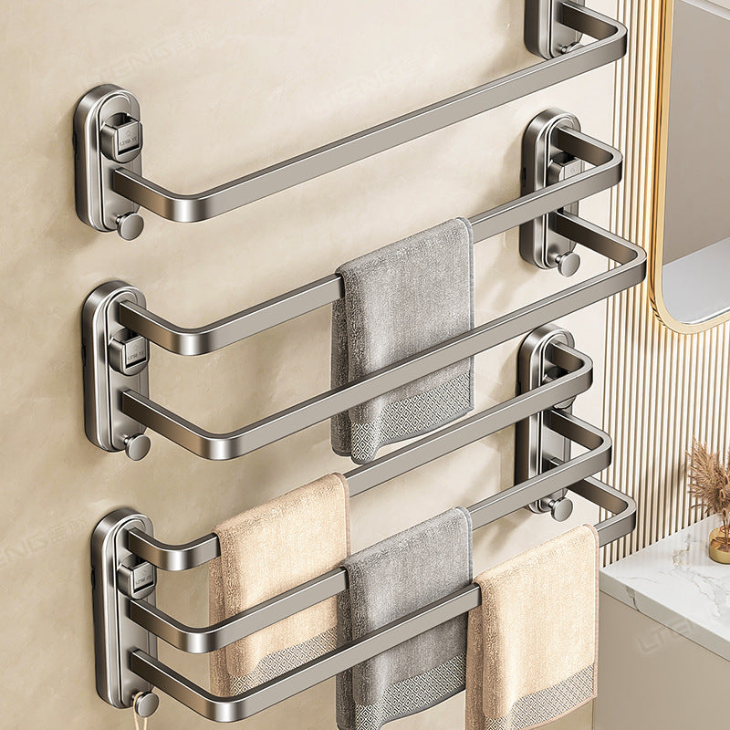 Strong suction cup type towel bar rack No punching toilet Bathroom wall hanging single and double three-layer bath towel storage rack