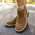 cross-border round toe side zipper martin boots ankle boots chunky heel new autumn/winter plus size women's ankle boots for export