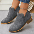 Fashionexportplus size leather boots women's boots pure colorslimming look pointed toe back zipper casualthick sole thick heel boots women's single