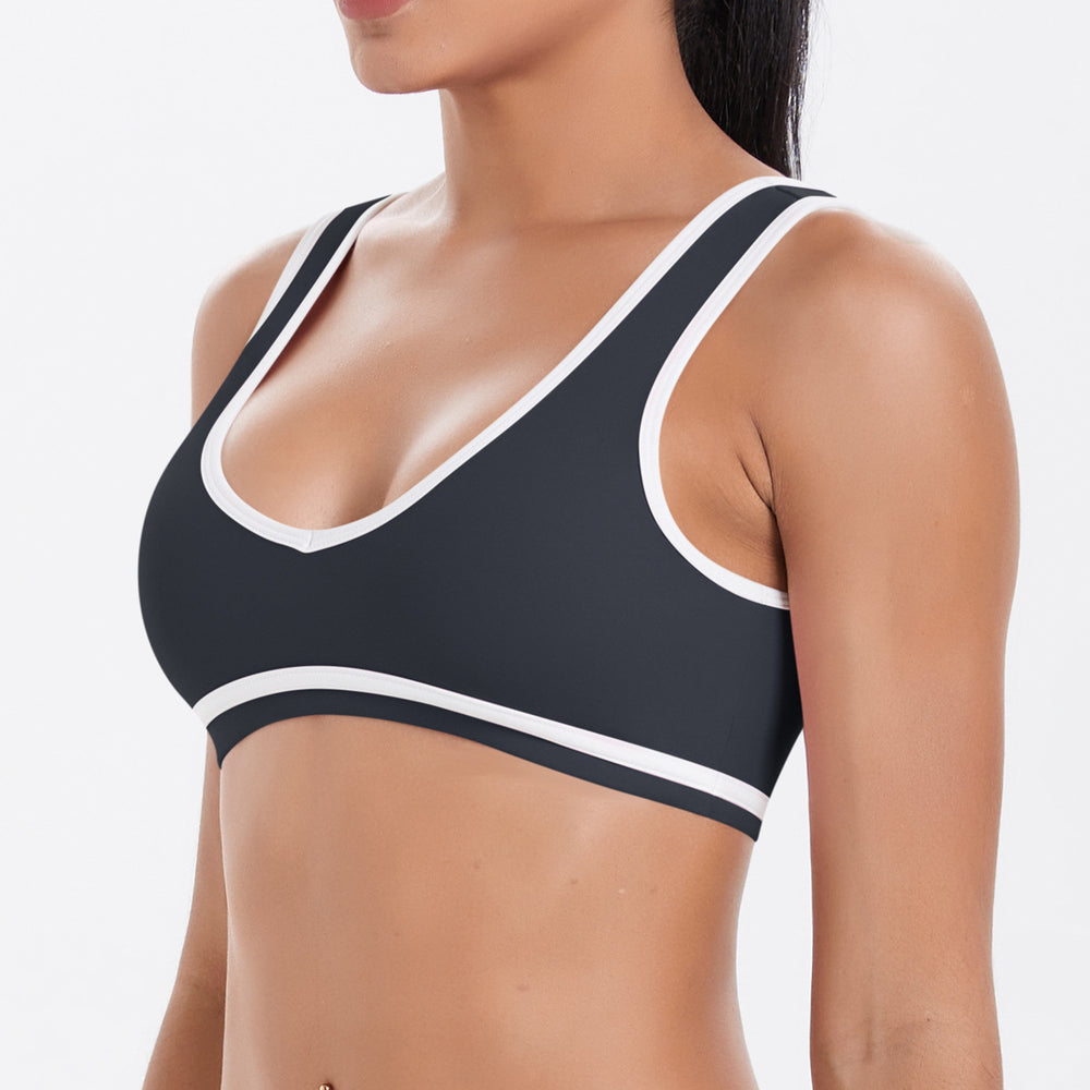New arrival cross-border double-sided brushed color matching tight breathable beautiful back sports bra running fitness yoga weartops women