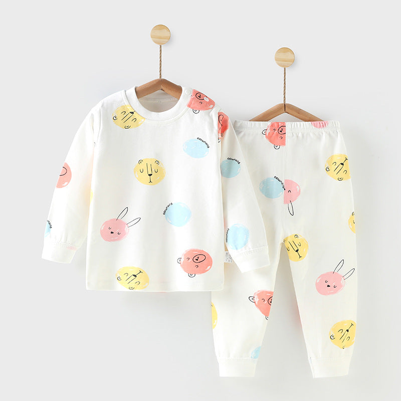 Wholesale autumn/winter baby thermal underwear sets for boys and girls, pure cotton newborn infant home wear - dropshipping available