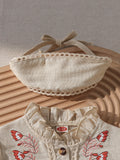 spring/summer new arrival: cross-border pastoral style girls' embroidered dress with headscarf