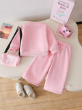 cross-border hot seller: autumn new bowknot sweatshirt crewneck set - three-piece outfit with pants and matching bag