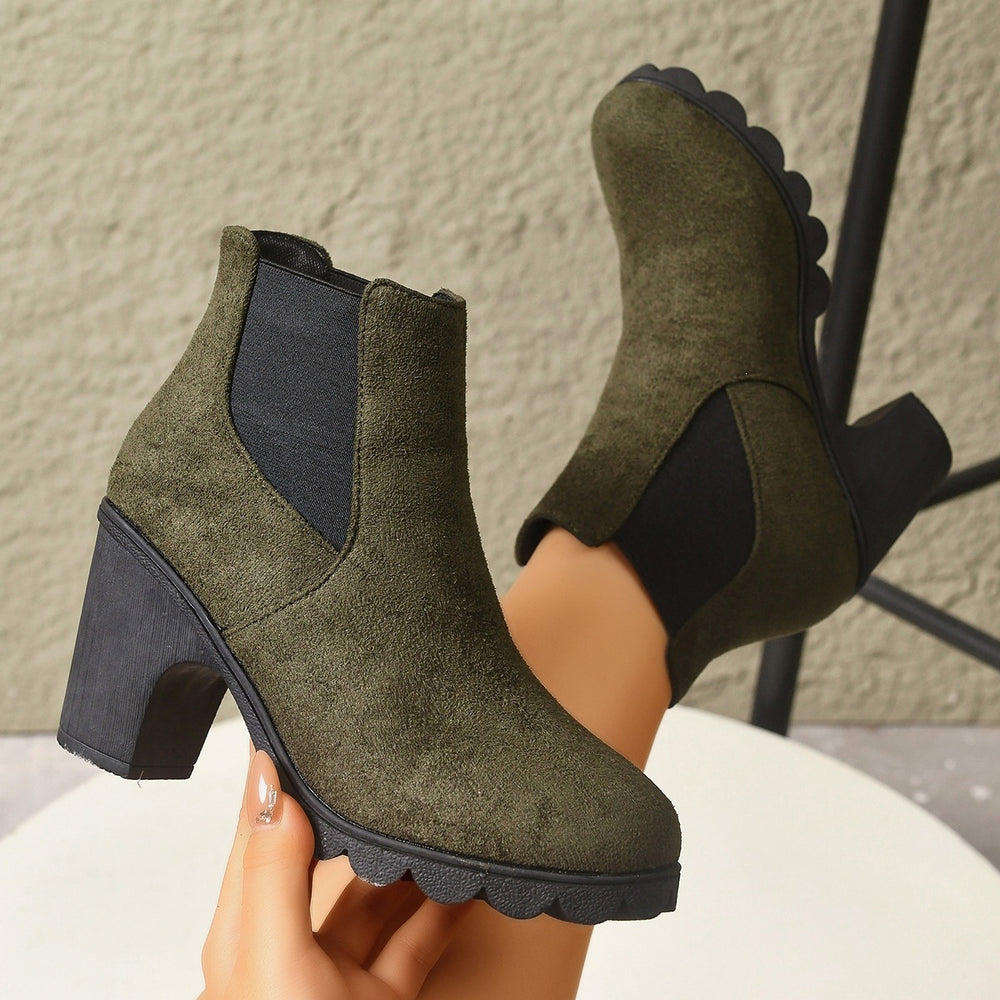 Exportplus sizefall and winternew arrival sleeve boots women's round toe thick high heel elastic exportfashion women's short boots