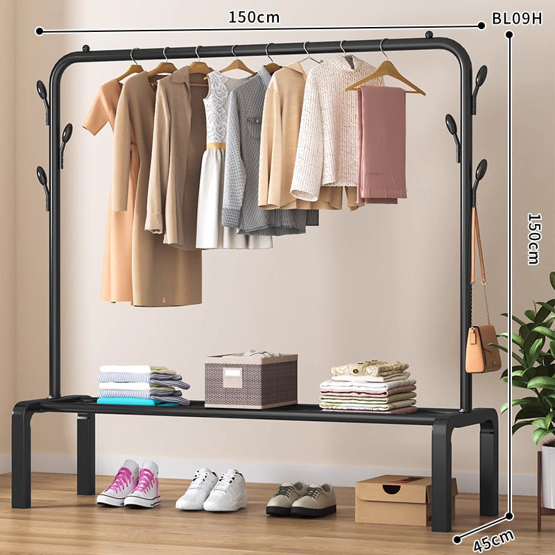 Clothes hanger floor-standing bedroom for home double-pole clothes drying rack clothes rack indoor clothes coat rack thickened balcony clothes pole