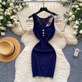 K-style u-neck sleeveless knittingeasiest for matchelegantdress women's summer lazy feeling silmslimming lookwork clothing a-line skirt