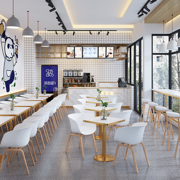 Fast food tables and chairs Solid wood small square stool Snack noodle restaurant Breakfast catering Milk tea dessert shop Shaxian store Table and chair combination