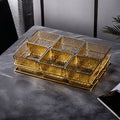 6-compartment fruit platter with amber ripple design + iron stand, thickened plastic