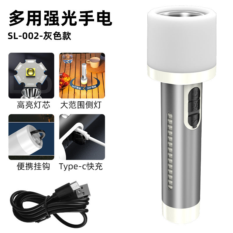 2023 new aluminum alloy flashlight outdoor camping rechargeable lighting camping light LED emergency light floodlight