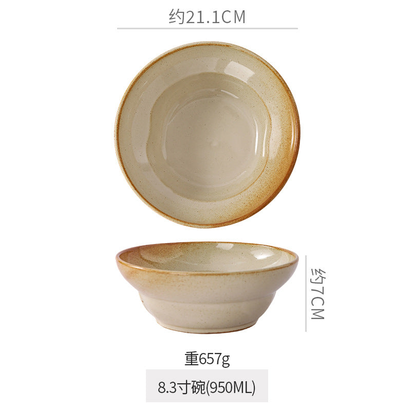 Vintage aesthetic ceramic rice & dessert bowl - high-end tableware for restaurants & hotels - fruit salad, snack, and breakfast bowl
