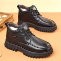 Genuine leather wool-lined thickened leather shoes soft sole winter men's high-top casual dad shoes warm anti-slip snow cotton shoes