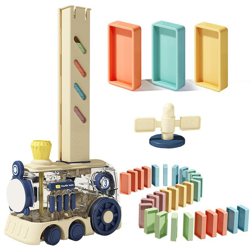 domino train kids educational automatic electric delivery vehicle building block toy gift for boys and girls