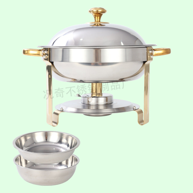 5qt stainless steel gold round furnace insulation buffet furnace suitchafingdishbuffetsetcross-border