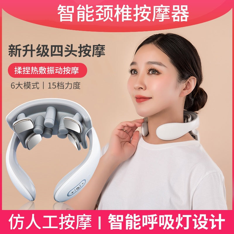 Cervical spine massager - new shoulder & neck pulse therapy device, rechargeable heated neck support, cervical spine massager