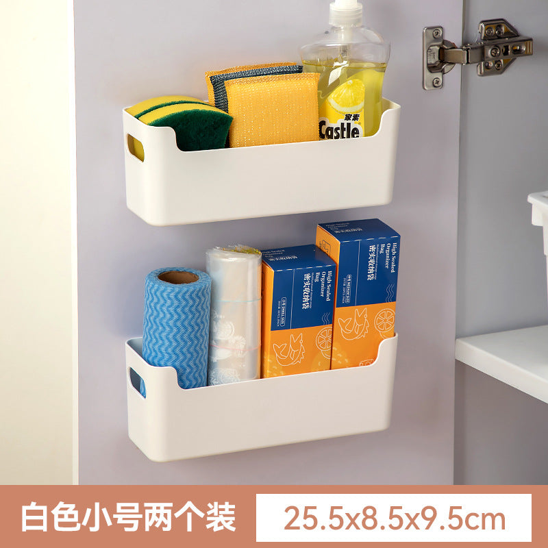 Kitchen cabinets, plastic wrap storage boxes, plastic sundries, non-punching wall-mounted storage boxes, multifunctional bathroom storage boxes