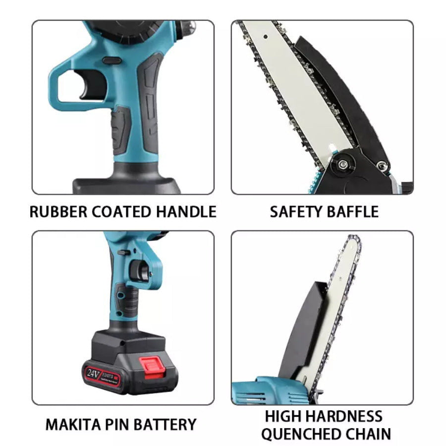 Cordless lithium battery 4 + 6 + 8 inch electric chain saw with oil can pruning machine small electric mini logging saw