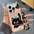 Cute and practical slim-fit black cat phone case for apple 15, new cat ear protective cover for iphone 16 pro max