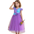 Girls' dress, fish scale flutter sleeve mesh dress