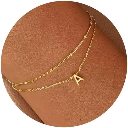 Amazon cross-border new product 26 letter grass line gold initial bracelet fashioneasiest for match layered rice bead chain bracelet for women