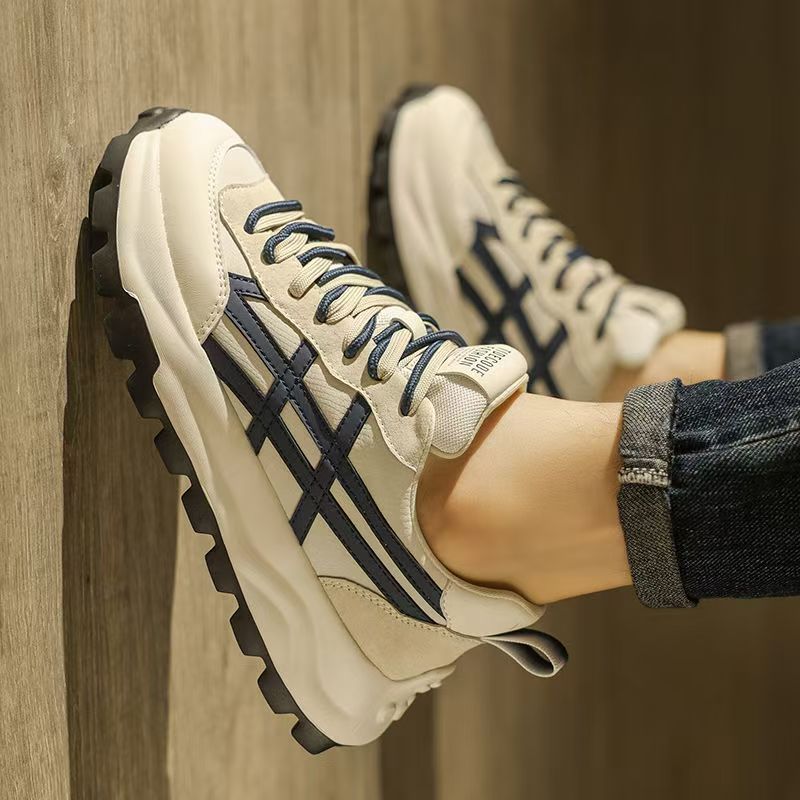 Men's shoes 2025 spring breathable retro high-end athletic casual youth height-increasing chunky sole dad shoes trendy sneakers