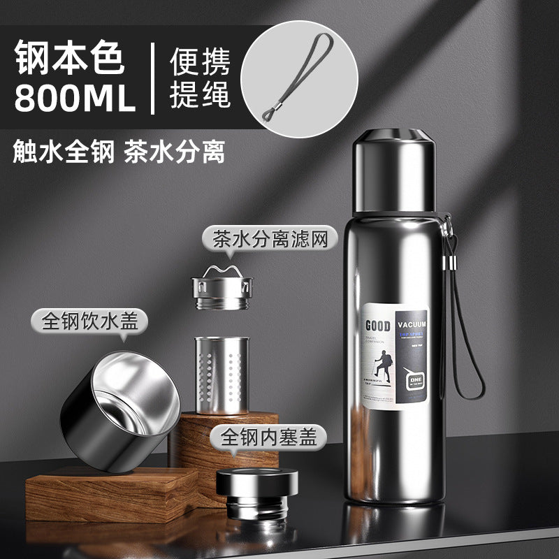 Outdoor men's large capacity all-steel kettle thermos 316 stainless steel tea infuser bottle car portable water cup