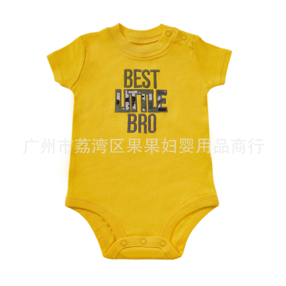 Export children's clothing baby clothes baby boy short-sleeved jumpsuit rompers boy summer clothing newborn triangle khaki