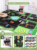 Kids' alloy pull-back car traffic map playset with crawling mat, parking garage, and inertia toys for boys