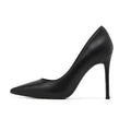 Hotel work shoes women's black high heels stiletto professional attire pointed toe high heels soft leather plus sizeplaid work flats