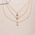 Stackable star necklace wholesale - cross-border fashion jewelry for women - vintage multi-layered light luxury design with diamond-studded teardrop pendant