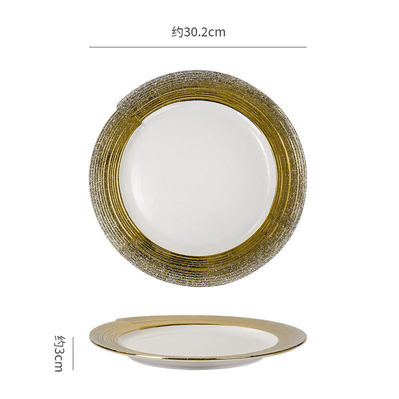 Nordicinsaccessible luxury thread plate stylish restaurant steak plate creative western food pasta plate ceramic dessert plate