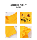 Girls' autumn two-piece outfit: yellow flutter sleeve top with sunflower & letter print pants set