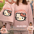Kids half velvet pajamas girl medium large childrennew arrivalgirlfall and winter thickened home clothes winterheattech cotton