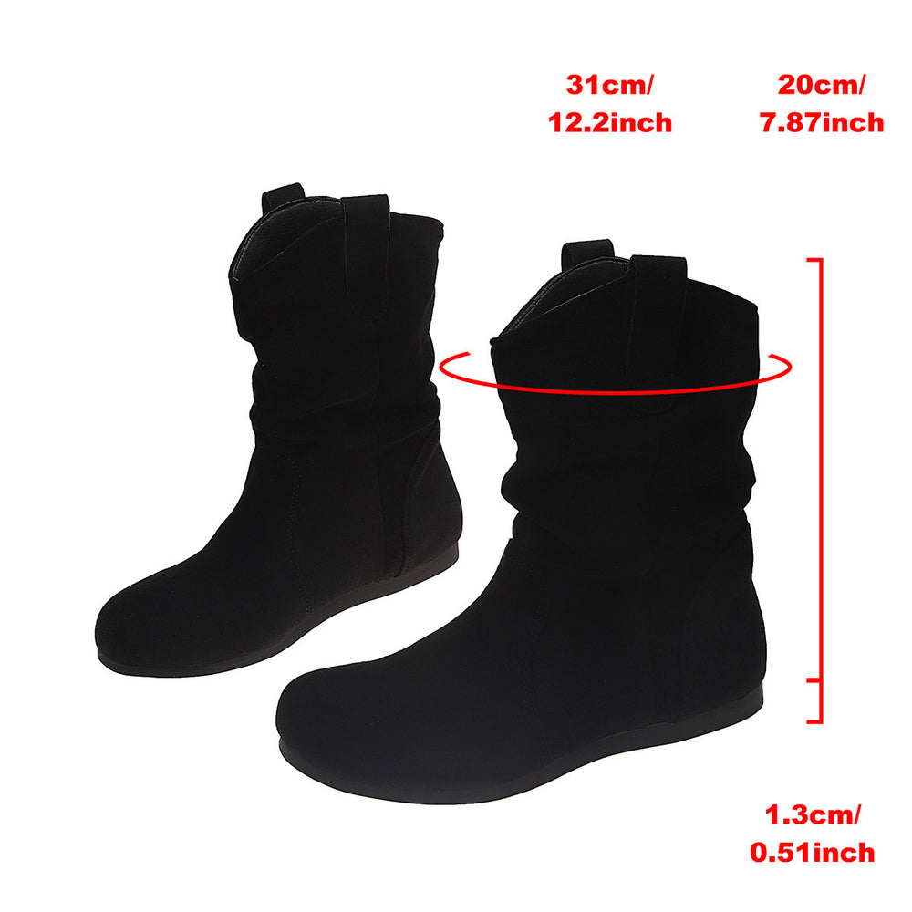 Exportfall and winter frosted suede pleated boots round toe flats sleeve boots retroknee socks western women's boots plus size