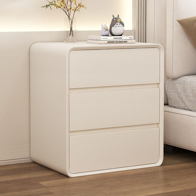 Minimalist modern bedside table, cream style,  new arrival, ultra-slim, three-tier, light luxury bedroom storage nightstand for home use