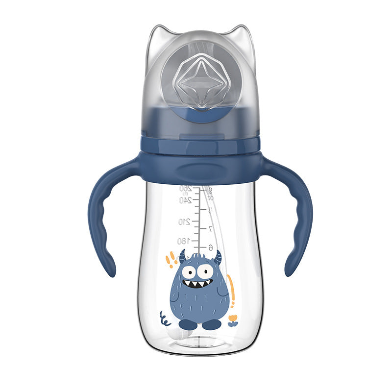 English boxed baby bottle anti-drop and leak-proof wide diameter pp bottle with handle anti-choking and anti-flatulence bottle wholesale