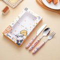 Color boxed portable spoon, cute fork for elementary school students, 304 stainless steel cutlery three-piece set, diy combinable, ready stock