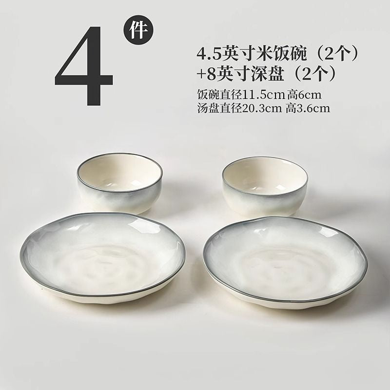 Ceramic rice bowl for home2025new arrival underglaze color classy sense tableware eating bowl plate dish suit small bowl