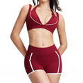 nude yoga clothes women's fitness clothes suit white contrast line stereo silm running fitness sportswear 5079