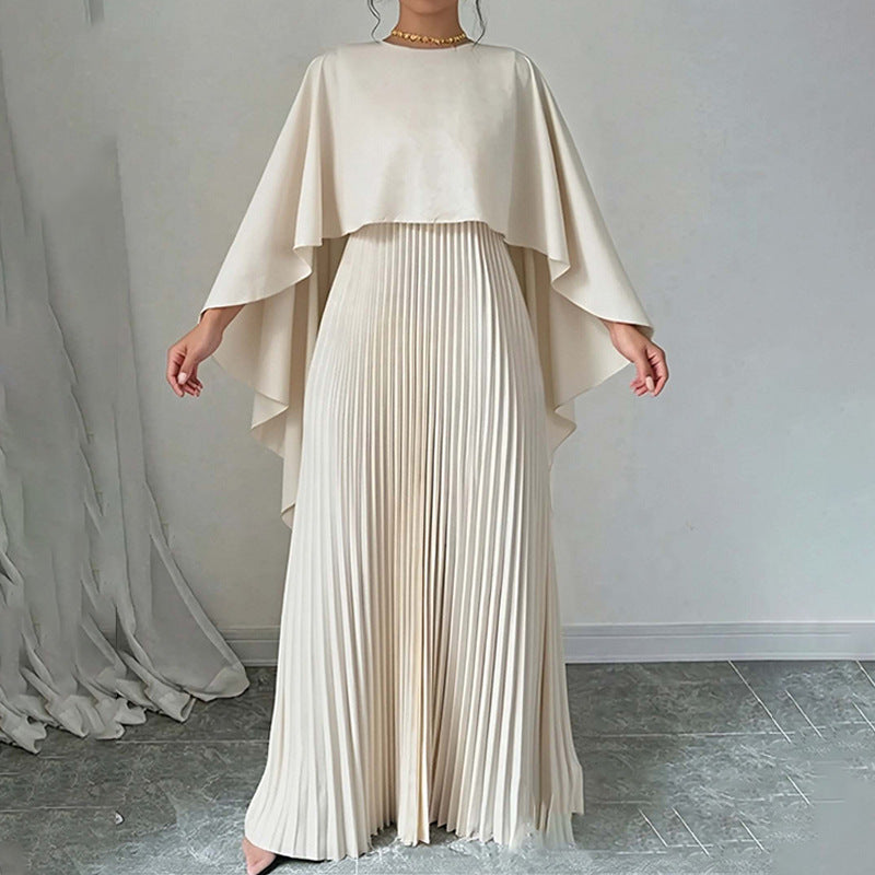 cross-border e-commerce women's fashion: european and american summer new arrivals - casual solid color batwing sleeve ruched asymmetrical skirt set