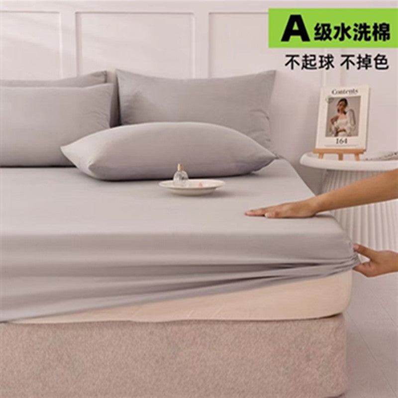 Bed sheets single piece fitted sheet all-inclusive bed cover mattress protector washed cotton summer maternal and infant washed cotton fitted sheet three-piece set