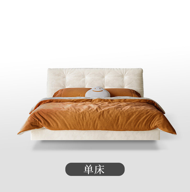 Italian normcore cream style fabric bed double bed master bedroom down soft bag wedding bed storage puff bed