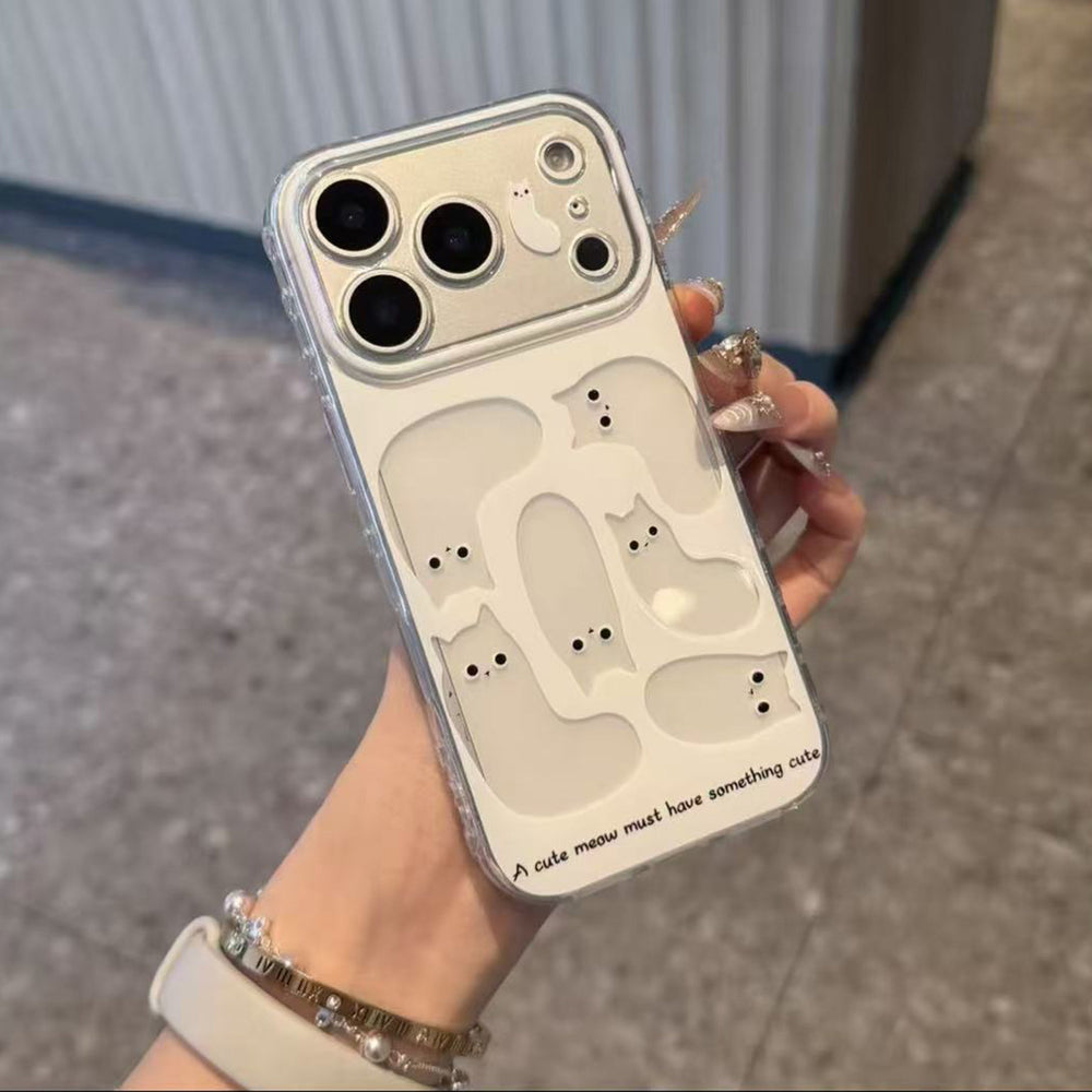 Suitable for apple 17promax mobile phone case, simple lines, cute cat, english iphone18 mobile phone protective case