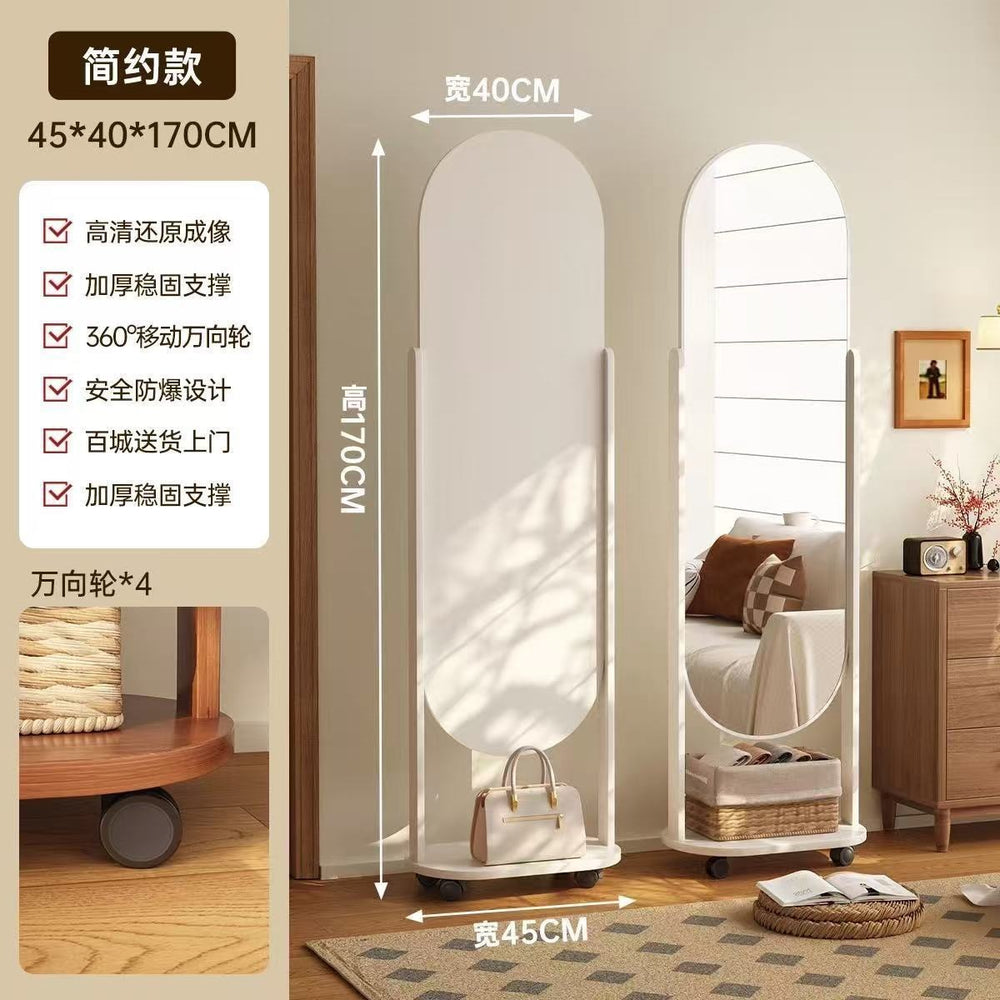 Perforated board dressing mirror rotate full-length mirror movable floor mirror for home clothes hanger all-in-one mirror fitting mirror