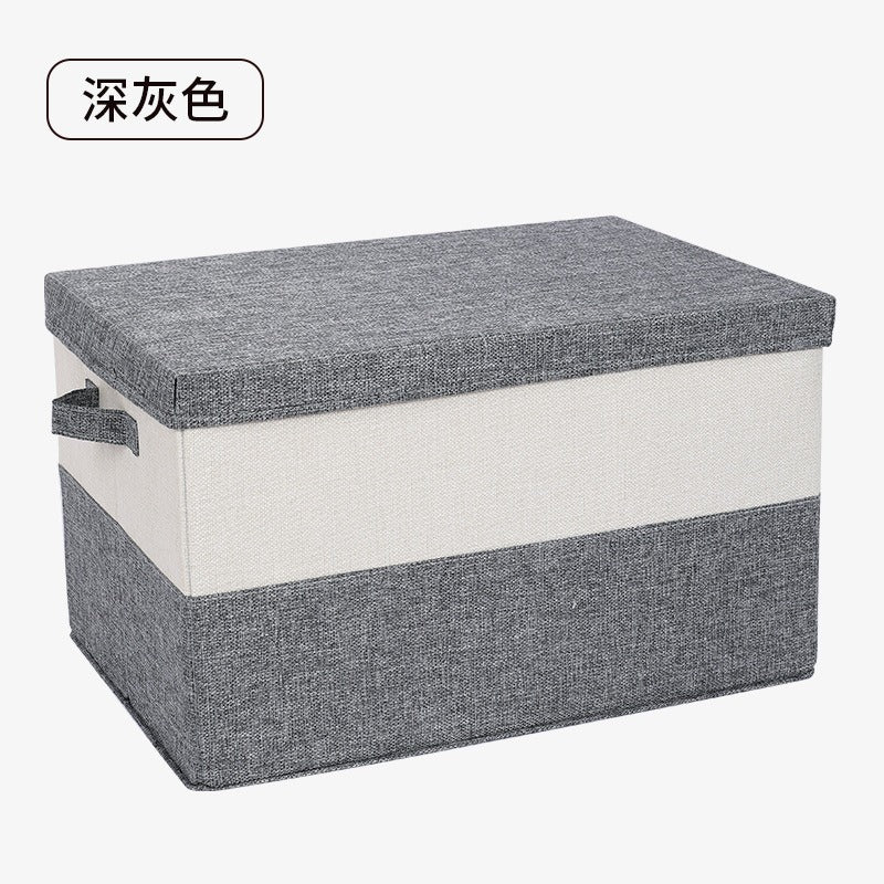 Color matching cotton and linen storage box Large household cotton and linen foldable clothes pants storage box Two-color quilt sorting box