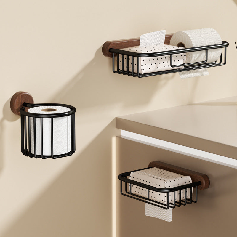 Walnut toilet toilet paper box non-punching bathroom toilet tissue box paper rack storage toilet paper rack