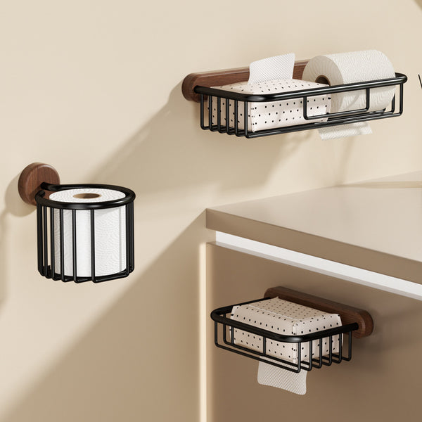 Walnut toilet toilet paper box non-punching bathroom toilet tissue box paper rack storage toilet paper rack