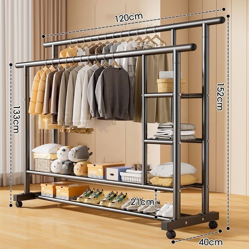 Simple coat rack, movable clothes drying rack, floor-standing indoor room, multi-functional clothes rack, accessible luxuryfor home bedroom