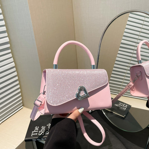 Wholesale niche love lock portable small square bag women's bag 2025 summer new light luxury shoulder bag commuter messenger bag